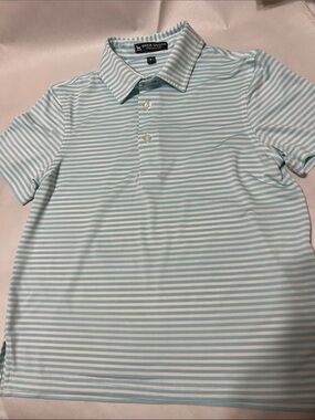 Over Under Boy’s Light Blue & White Striped Polo Shirt Small